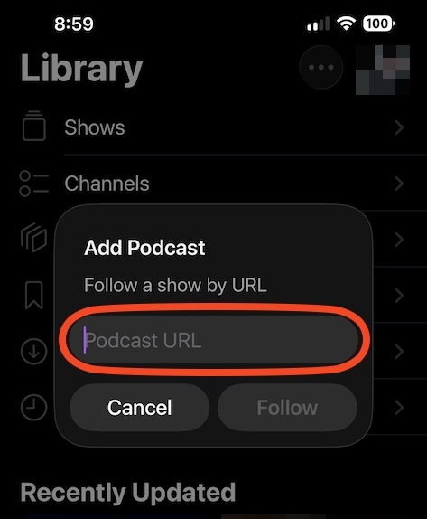 Paste RSS link and follow